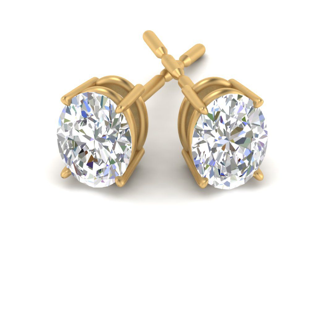 Classic Four Prong Oval Diamond Solitaire Stud Earrings [IGI Certified]