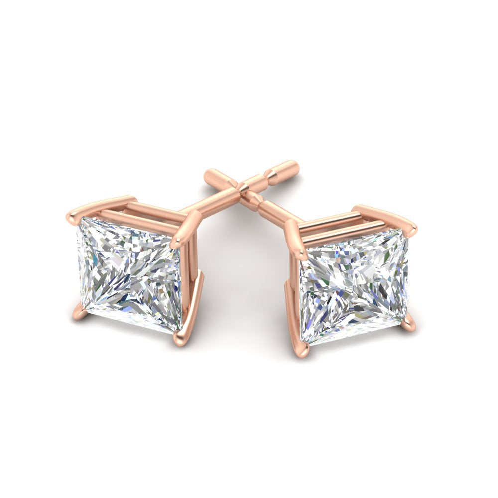 Princess-Cut Diamond Solitaire Stud Earrings [IGI Certified]