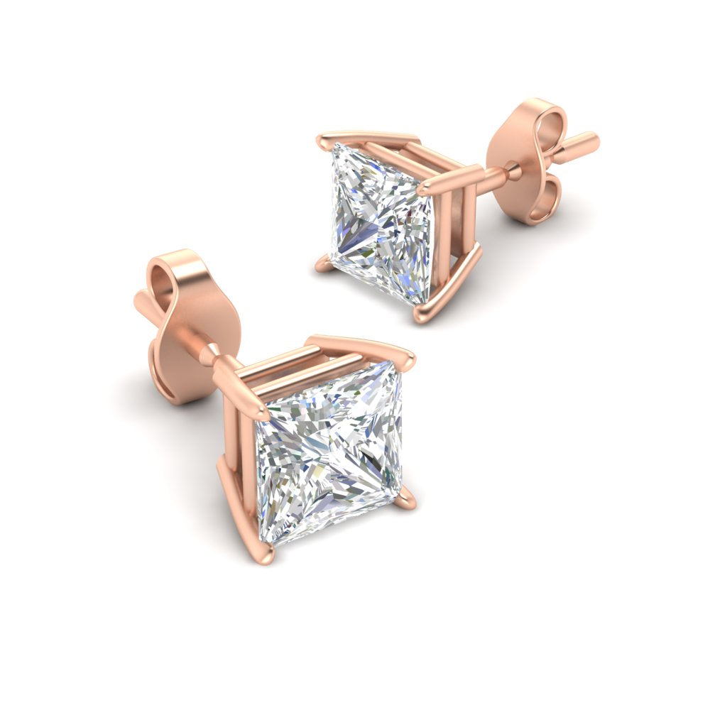 Princess-Cut Diamond Solitaire Stud Earrings [IGI Certified]