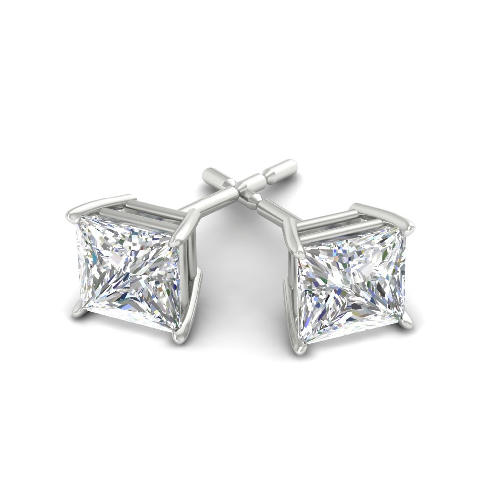 Princess-Cut Diamond Solitaire Stud Earrings [IGI Certified]