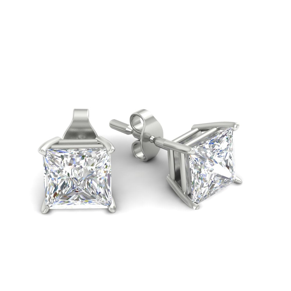 Princess-Cut Diamond Solitaire Stud Earrings [IGI Certified]