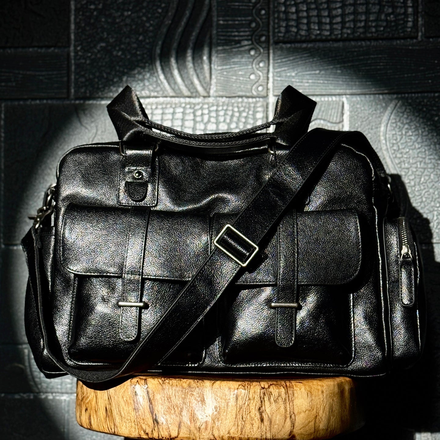 Full-grain Leather Vintage Tote Bag With Large Capacity