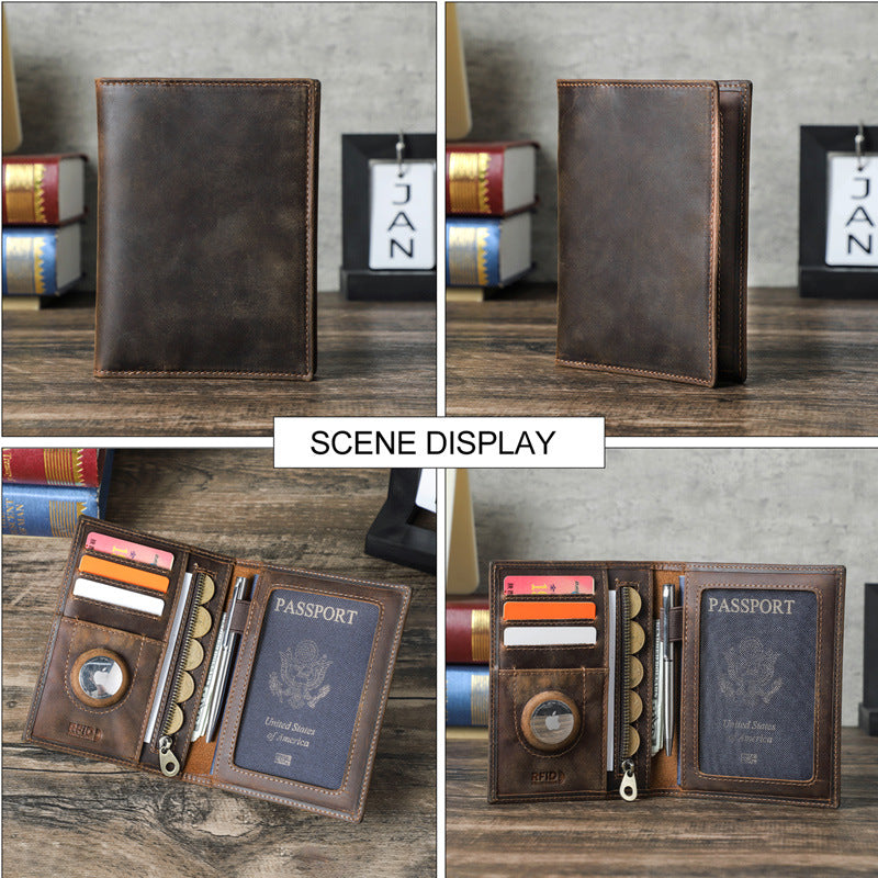 Anti theft document brushing bag Airtag travel passport bag