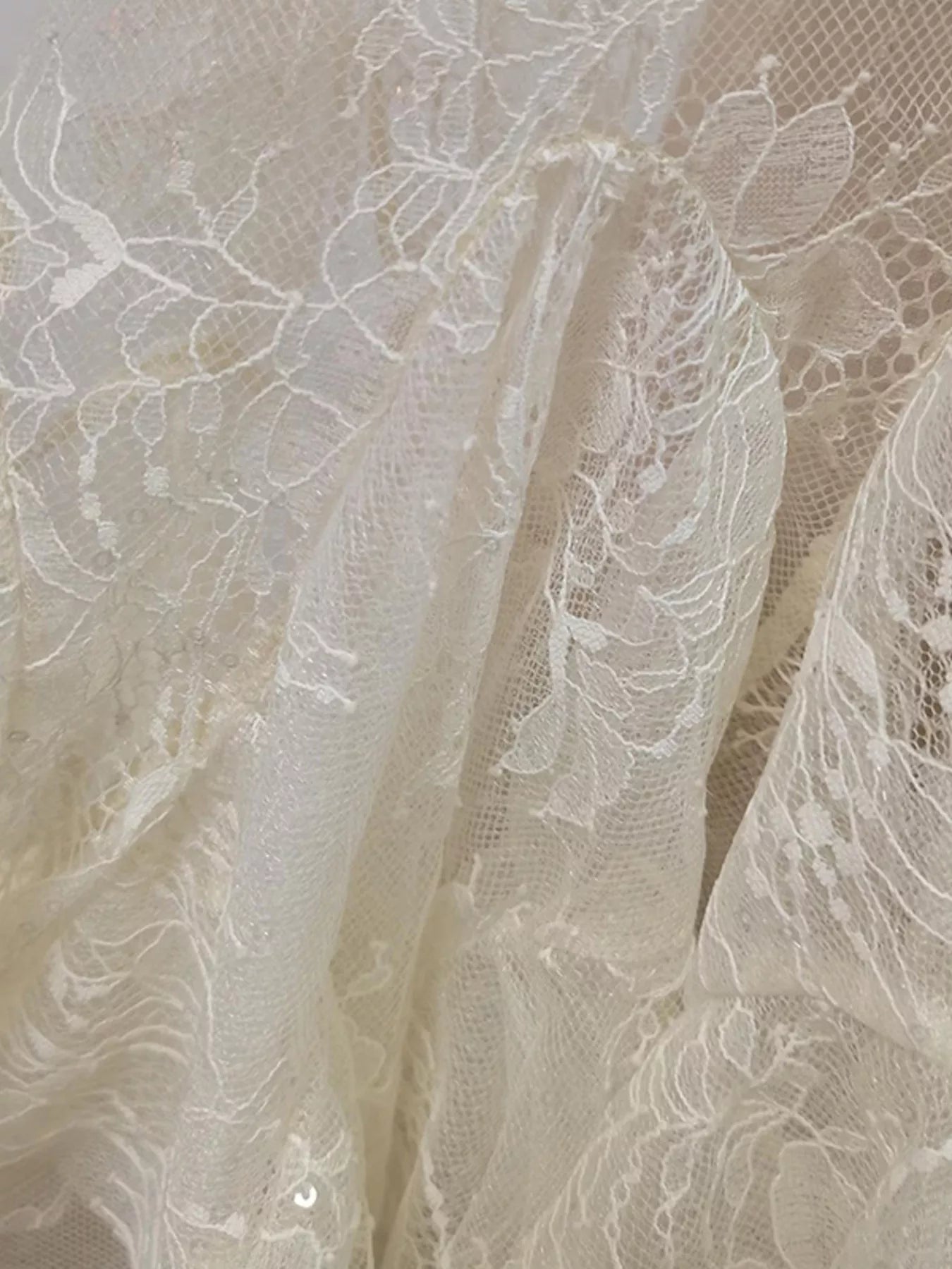 Ruffled Hem Lace Long Sleeve Dress