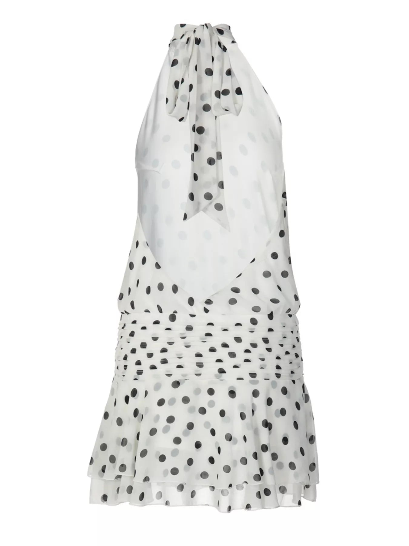 Polka Dot Halter Neck Ruffle Dress