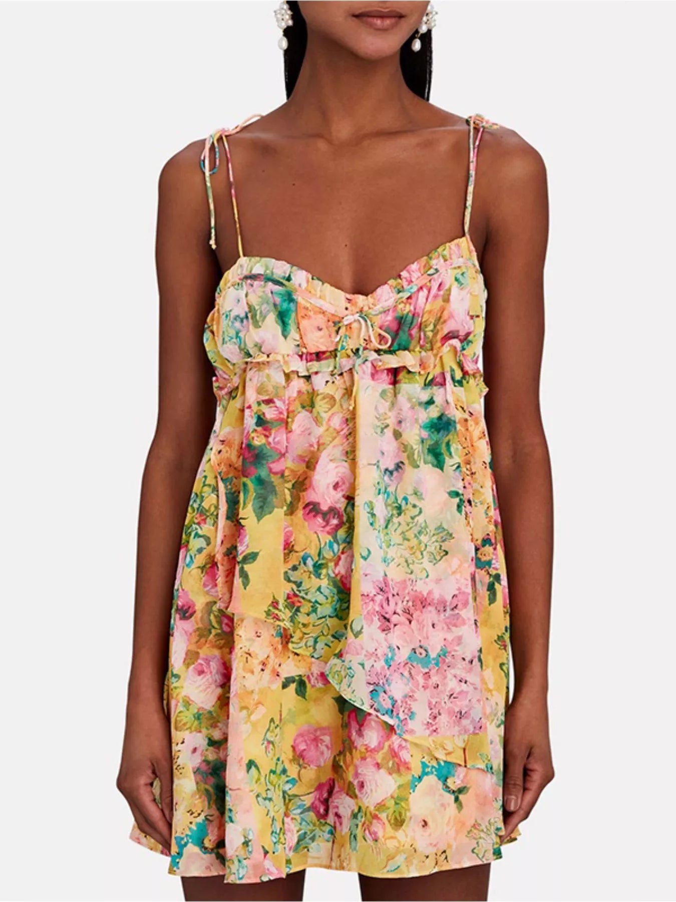 Floral Print Tie-Shoulder Mini Dress