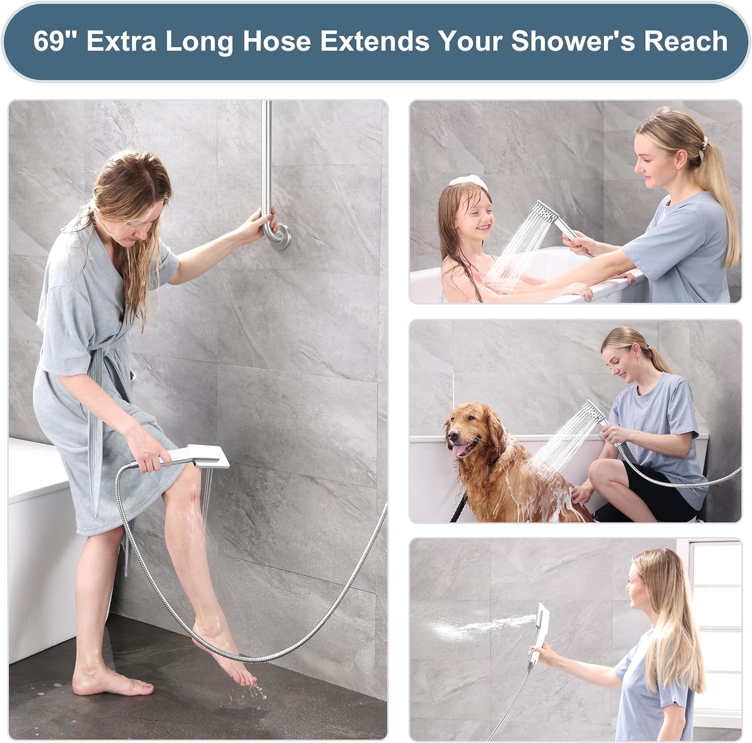 Dual Shower Head Combo with Extension Arm, 8 Inch Rainfall Shower Head with Handheld Shower head