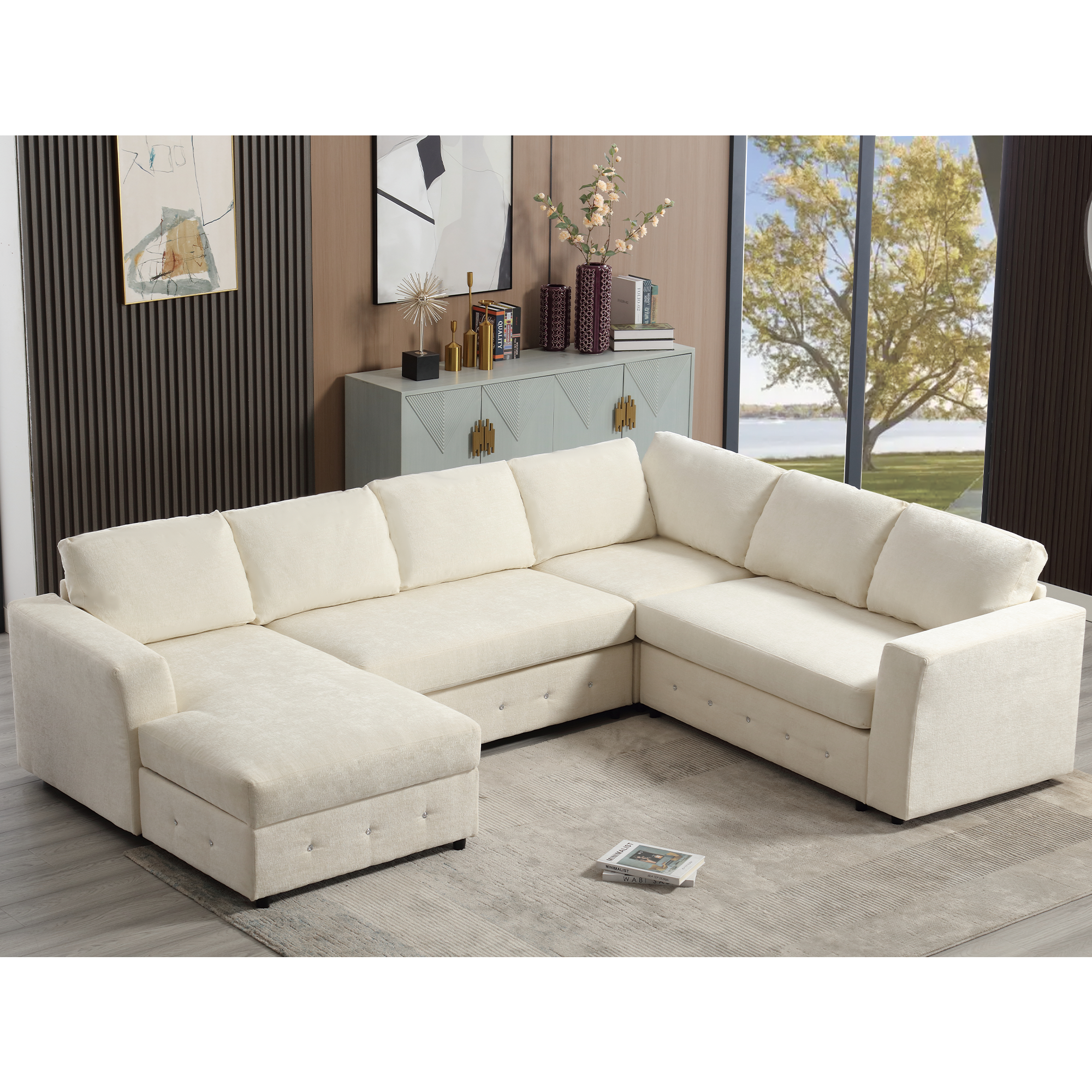 110.75" Modern U Shaped Sectional Sofa