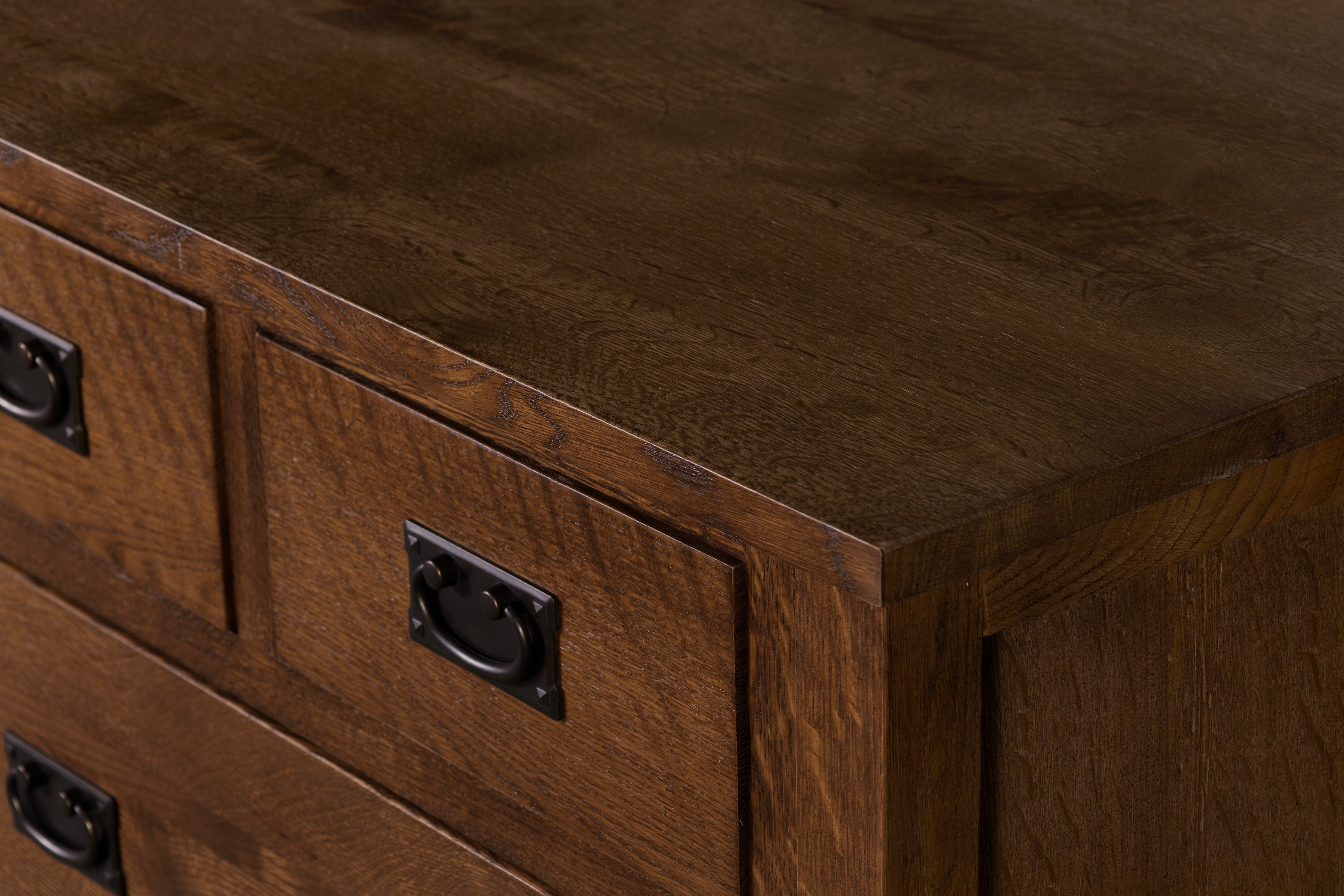 Mission Style Solid Oak Chest of Drawers - Walnut (AW)