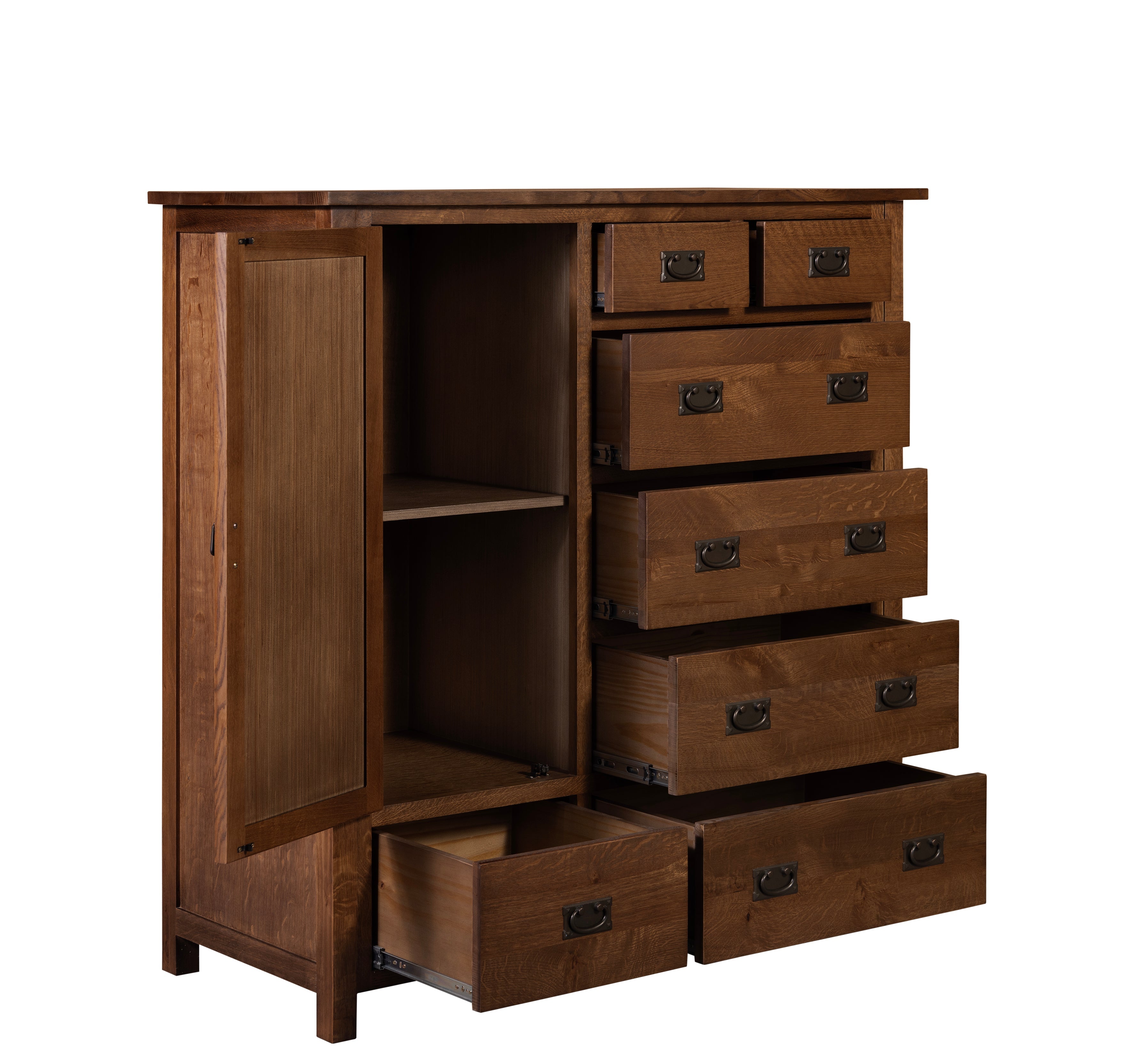 Mission Style Solid Oak Chest of Drawers - Walnut (AW)