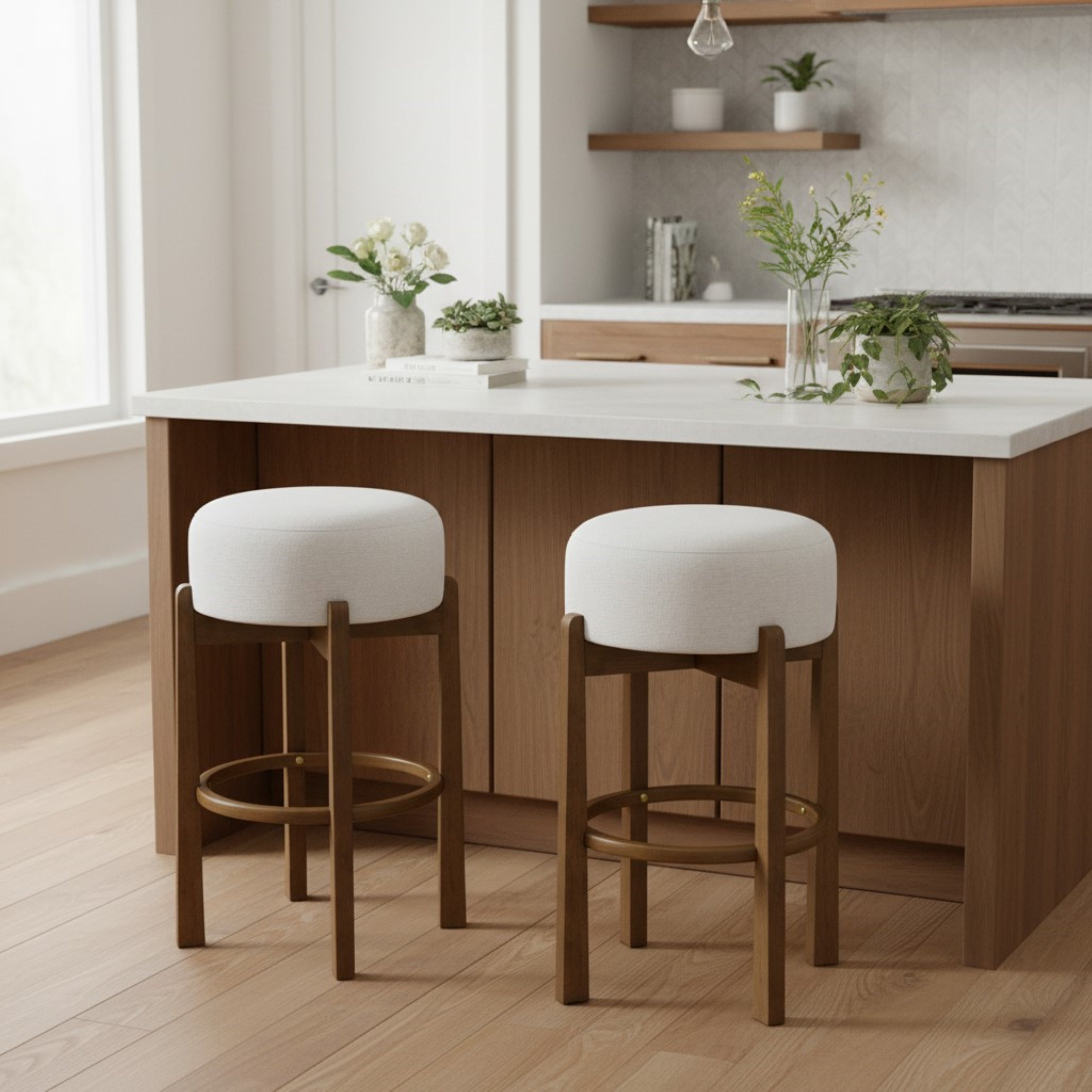 Vera Indoor Wooden Upholstered Barstool, Dark