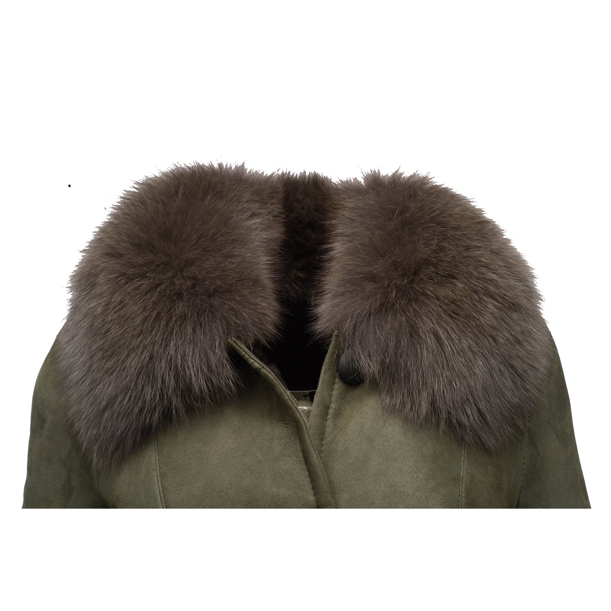 Caitlan’s Shearling Sheepskin Long Coat with Fox Fur Trim