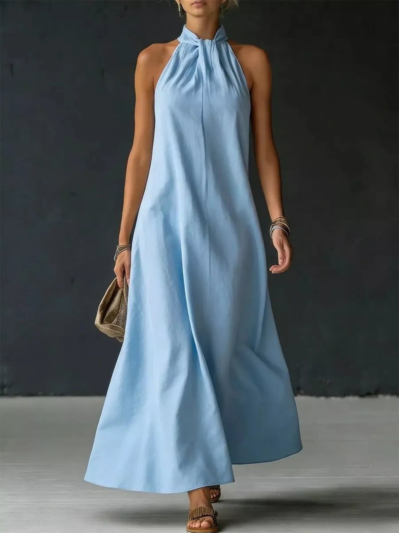 Full Size Halter Neck Maxi Dress Plus Size