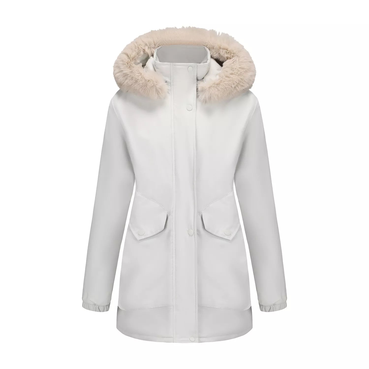 Full Size Fur Hooded Warm Winter Parka Outerwear Plus Size