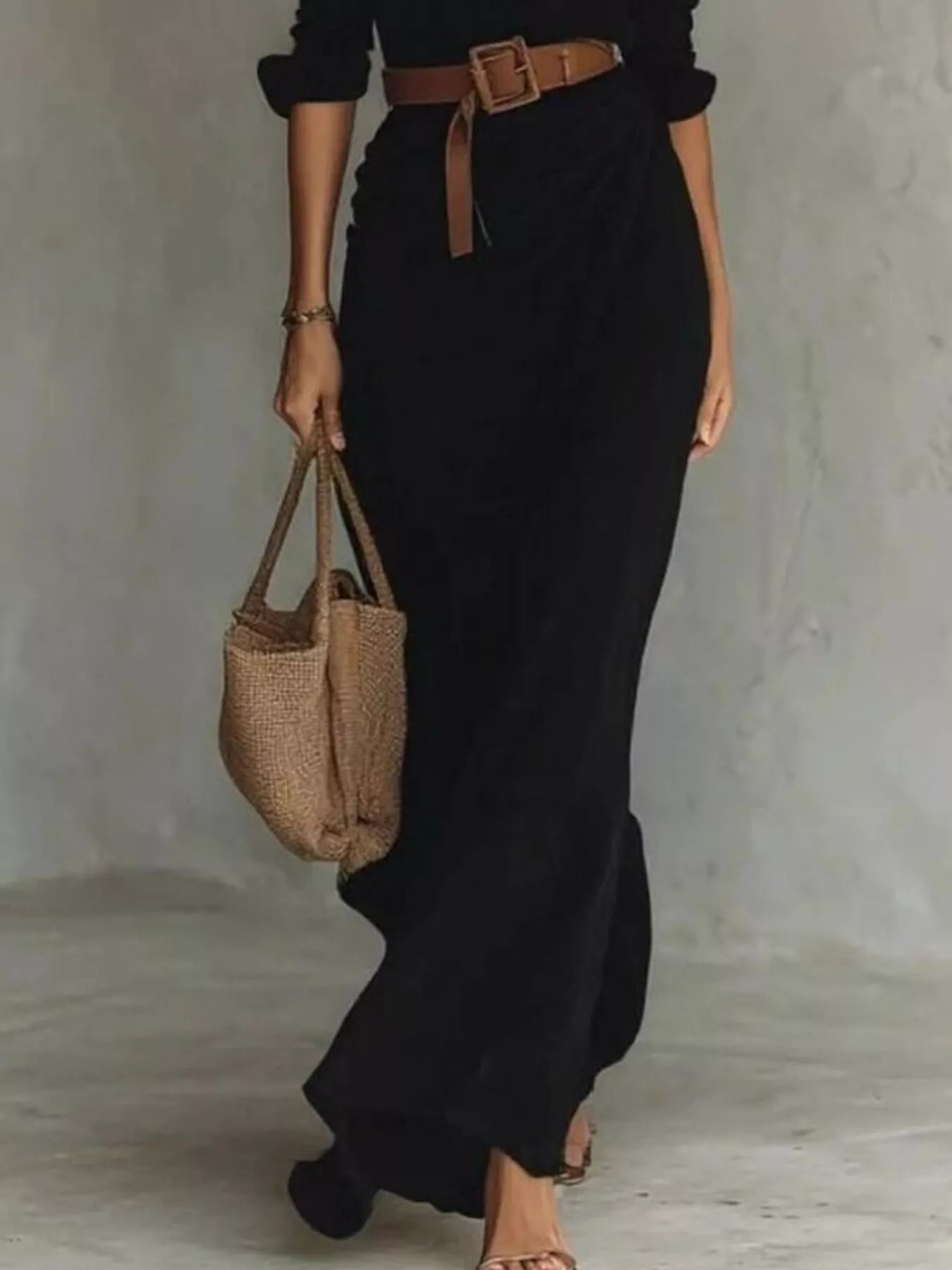 Full Size Ruched Long Sleeve Maxi Dress Plus Size