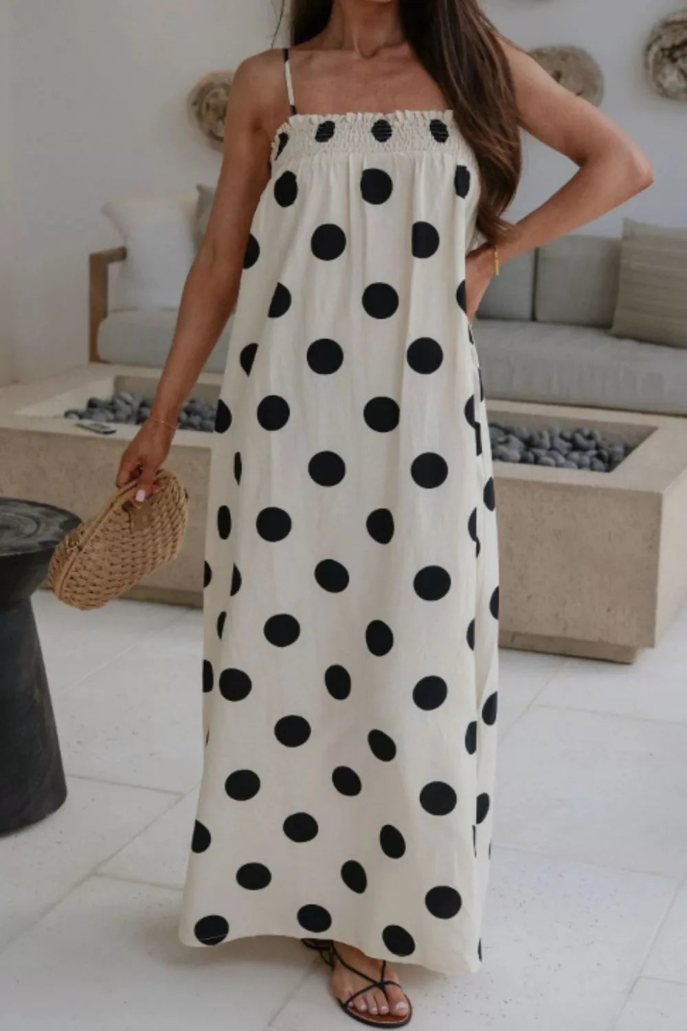 Polka Dot Spaghetti Straps Maxi Dress