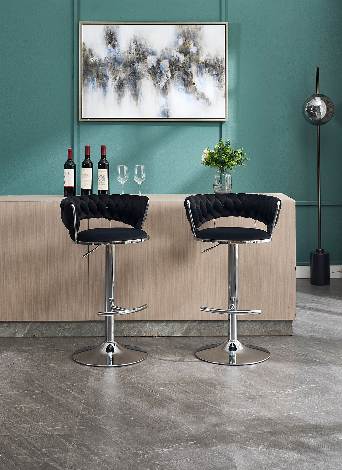 Set of 2 Bar Stools, with Strong Foam Seats