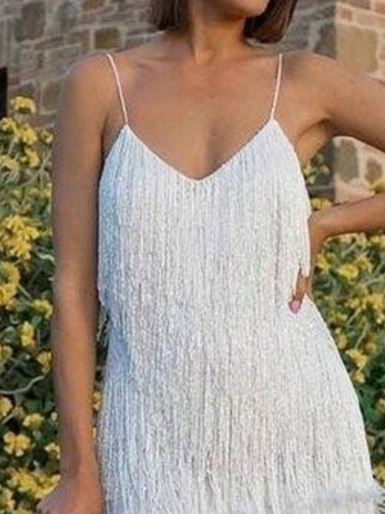 Fringe Feather Hem Mini Dress