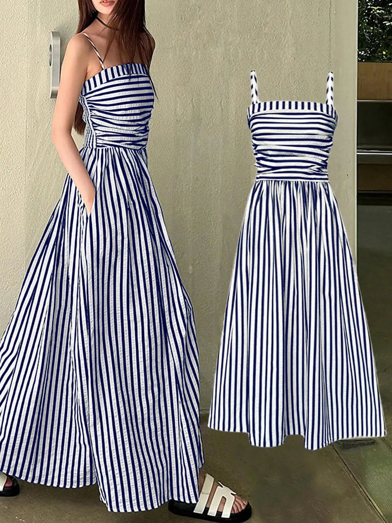 Striped Sleeveless Maxi Dress