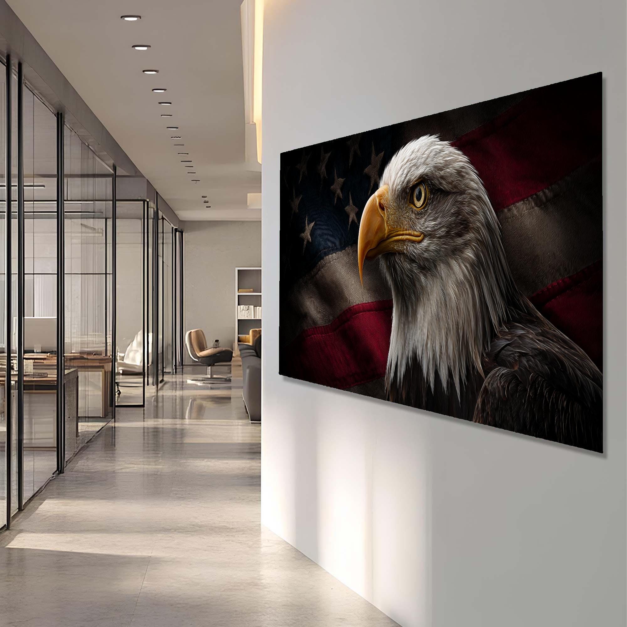 Bald Eagle Tempered Glass Art | American Flag Patriotic Decor