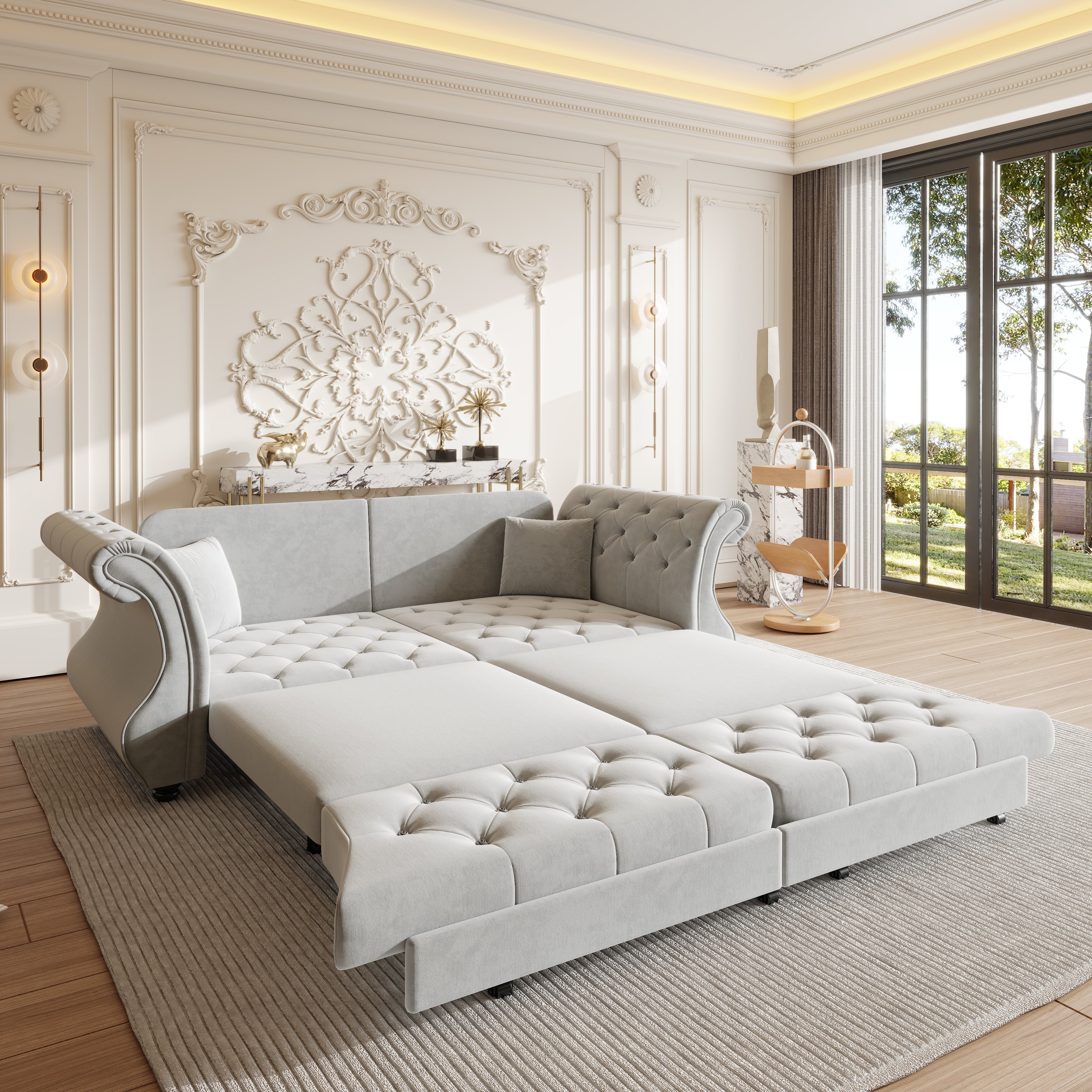 83.8" Oversized Chesterfield Pull Out Sofa Bed