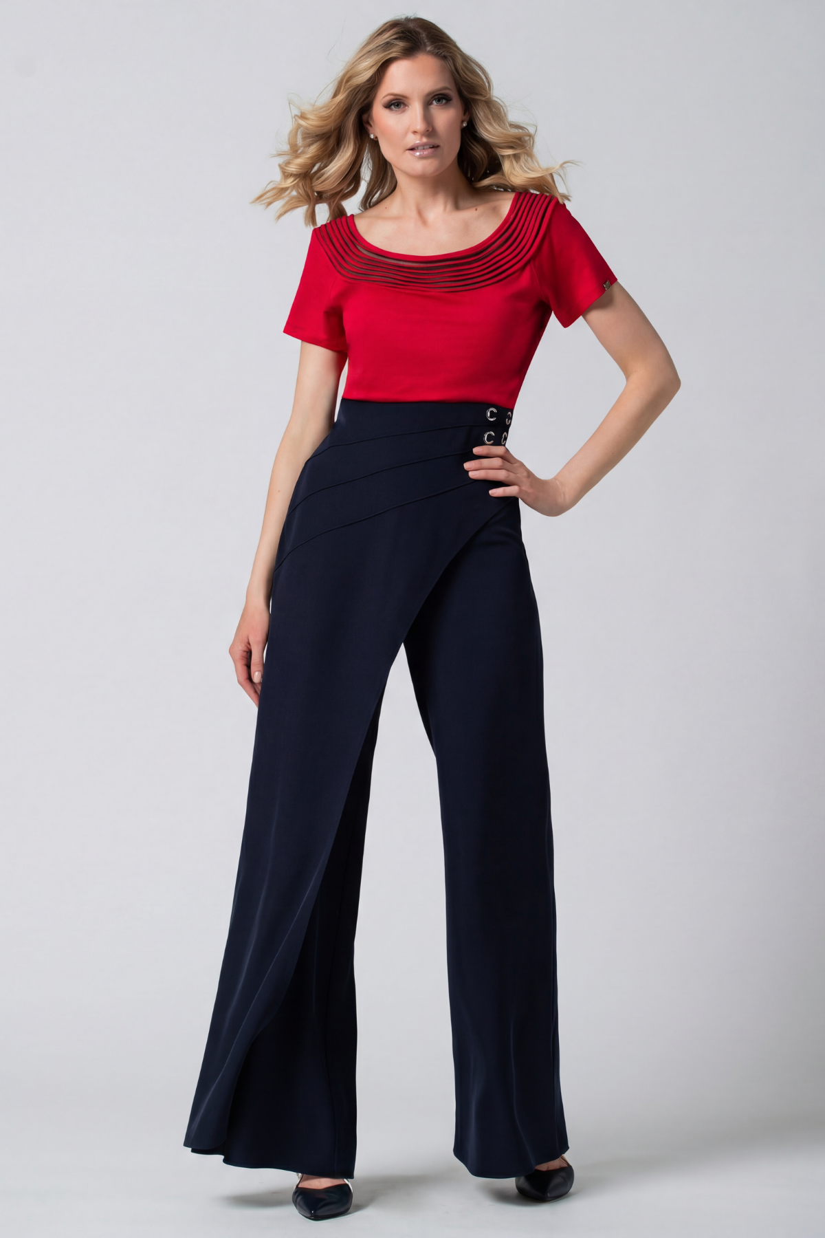 Lola Business Blouse in Red | Deep-Saturation True Red Tailored Business Blouse for Executive Authority | Luna Fashion House