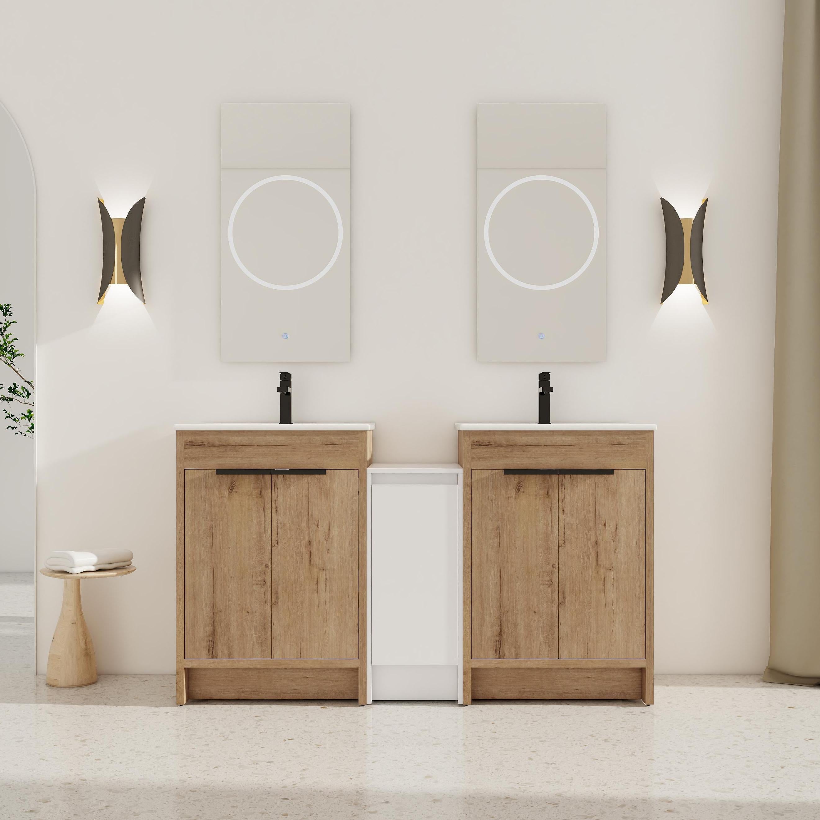 60 Inch Freestanding Bathroom Vanity with Ceramic Sink