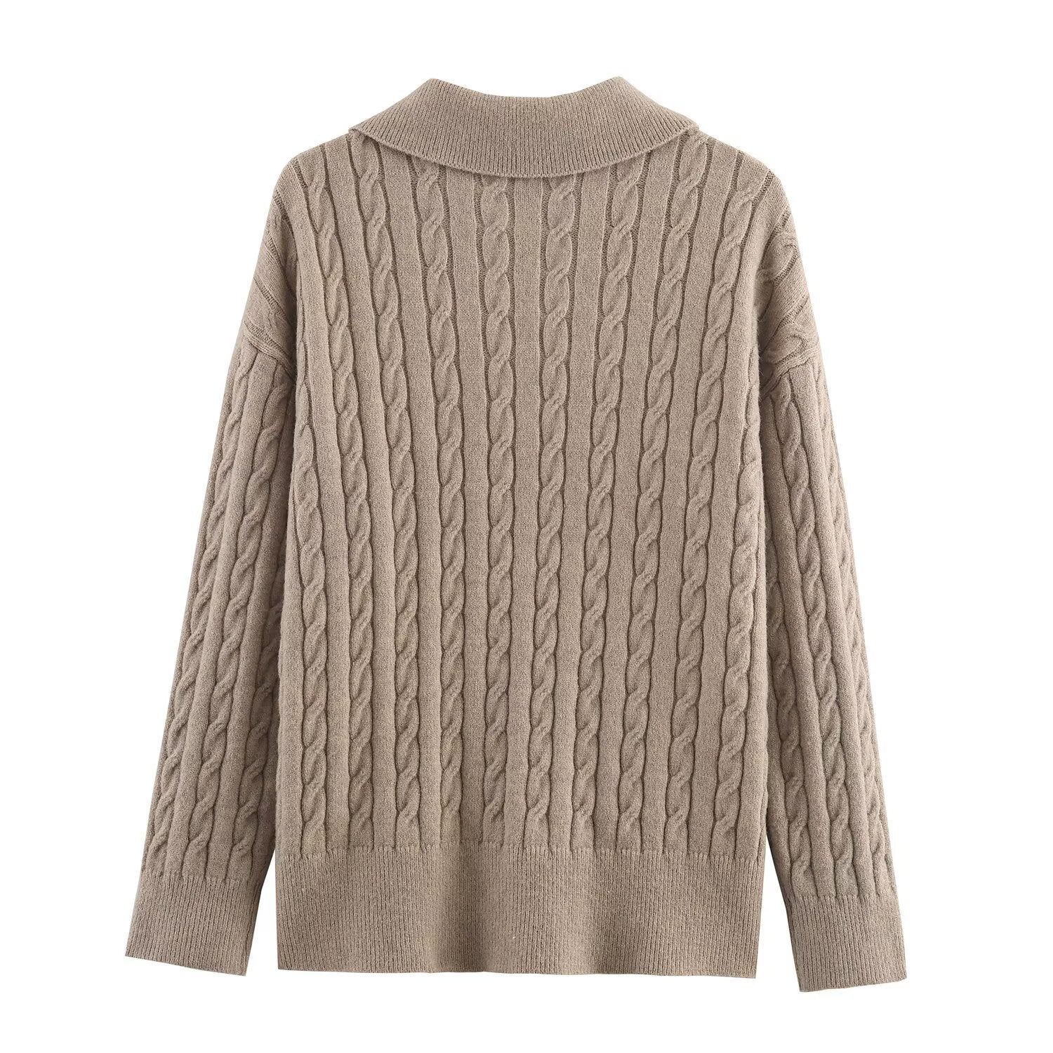 Eight legged woven polo shirt collar knit sweater