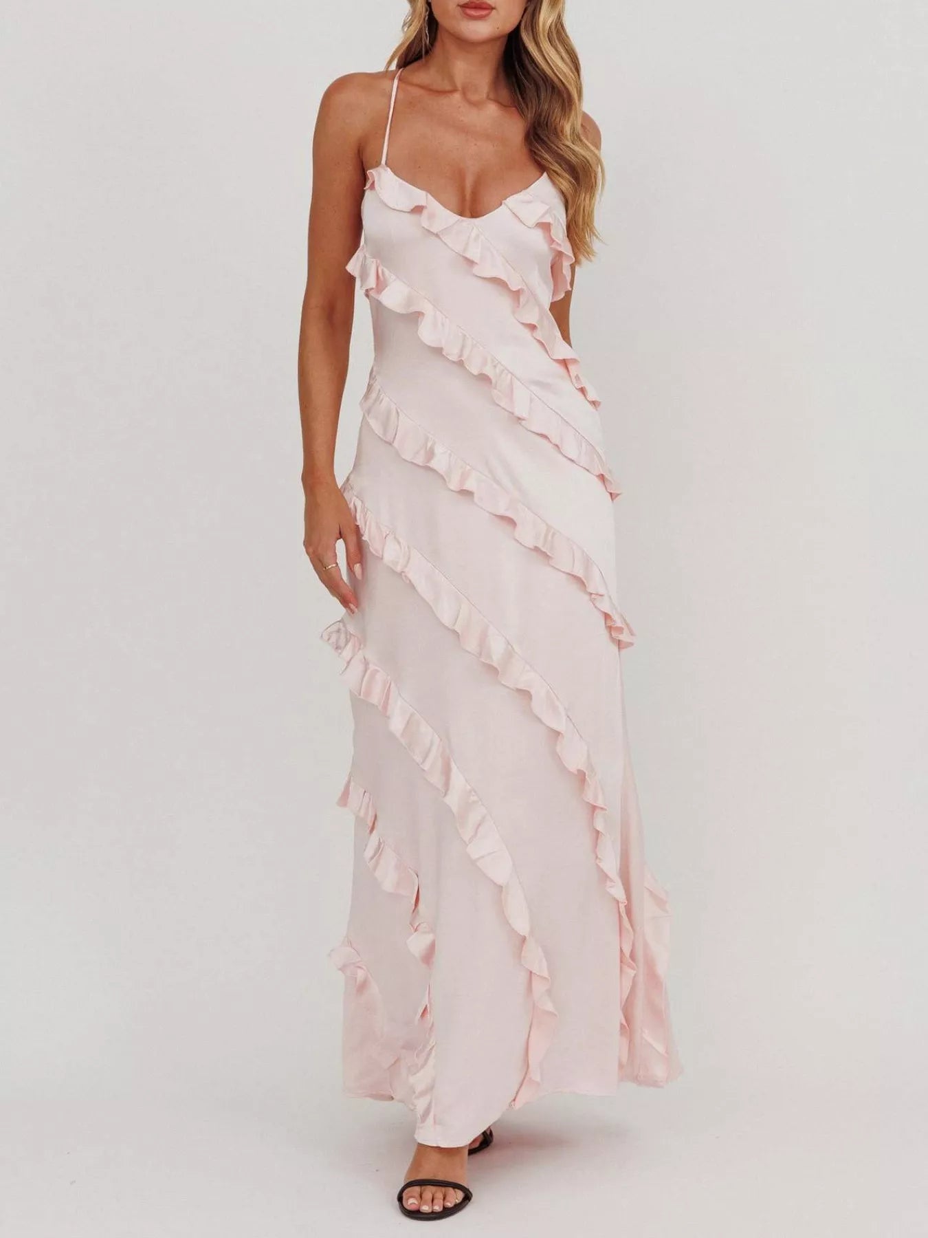 Ruffled Spaghetti Strap Maxi Dress