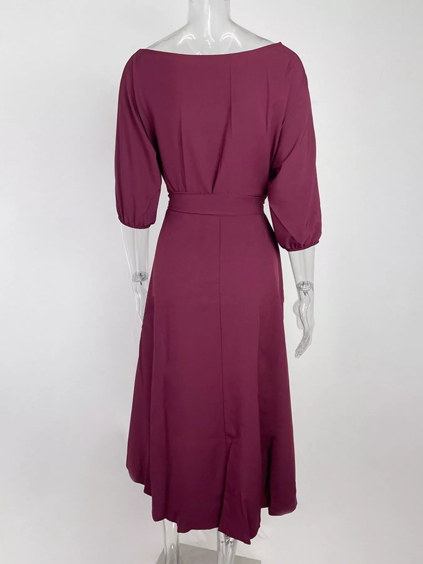 Boat Neck Tie Waist Dress