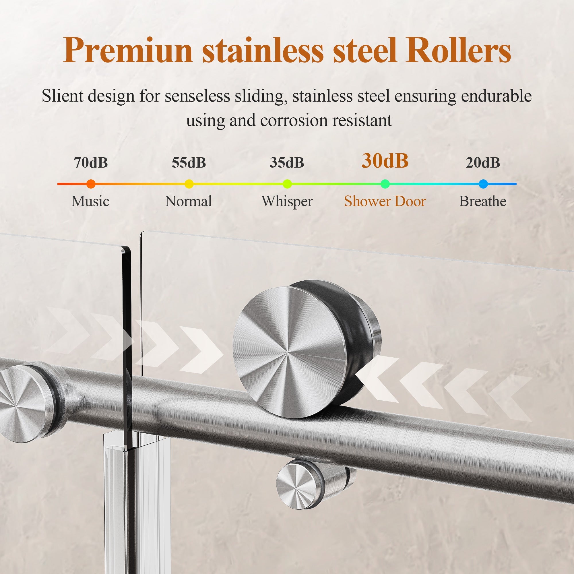 Stainless Steel Round Tube Frameless Shower Door