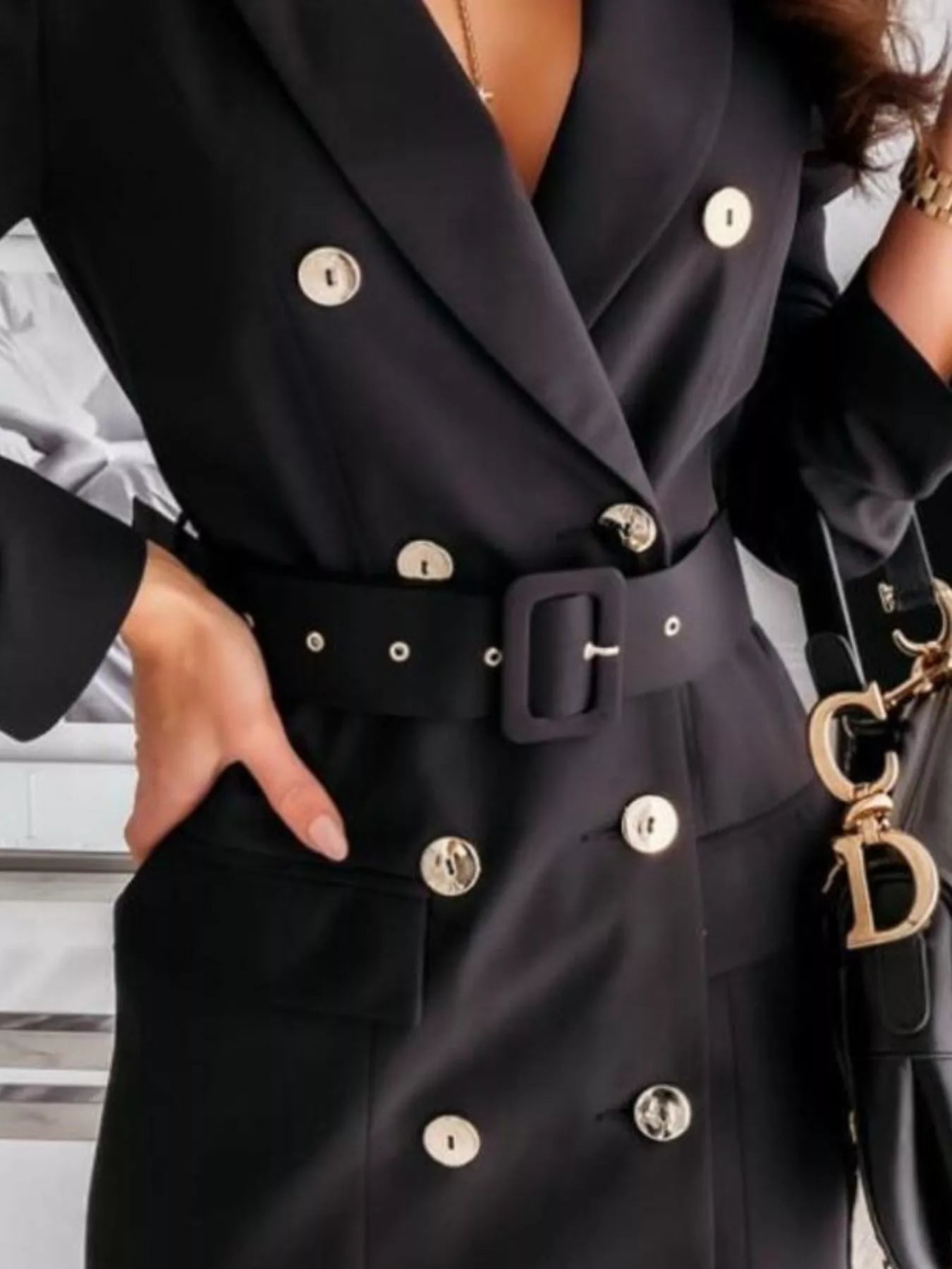 Double-Breasted Belted Blazer Dress