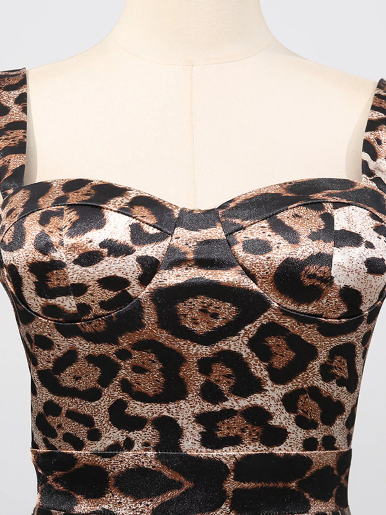 Leopard Print Bodycon Back Slit Midi Dress