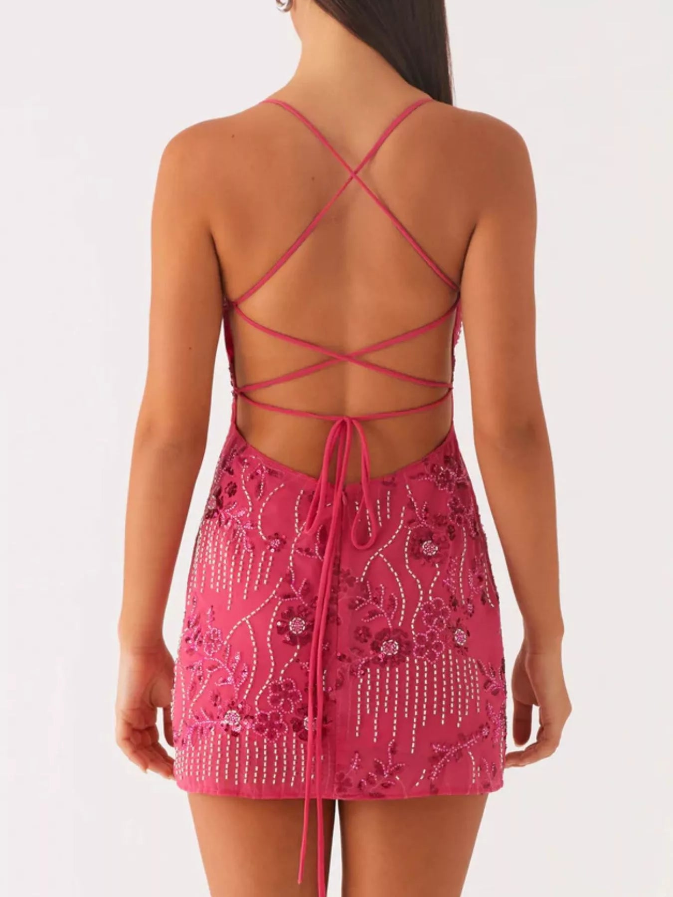 Beaded Floral Mini Dress