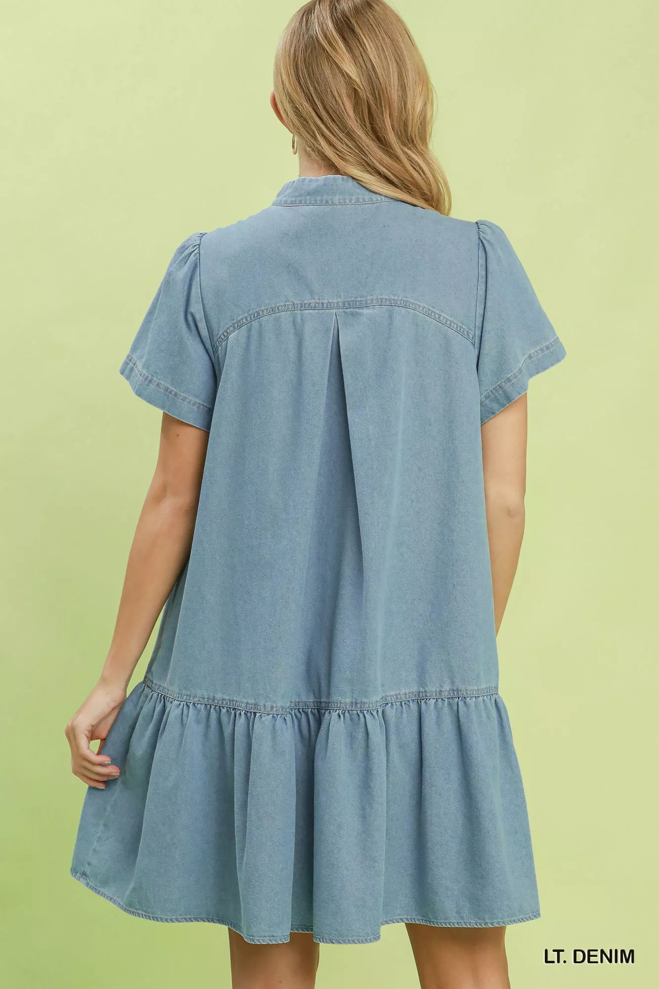 Umgee Ruffle Hem Mini Denim Dress