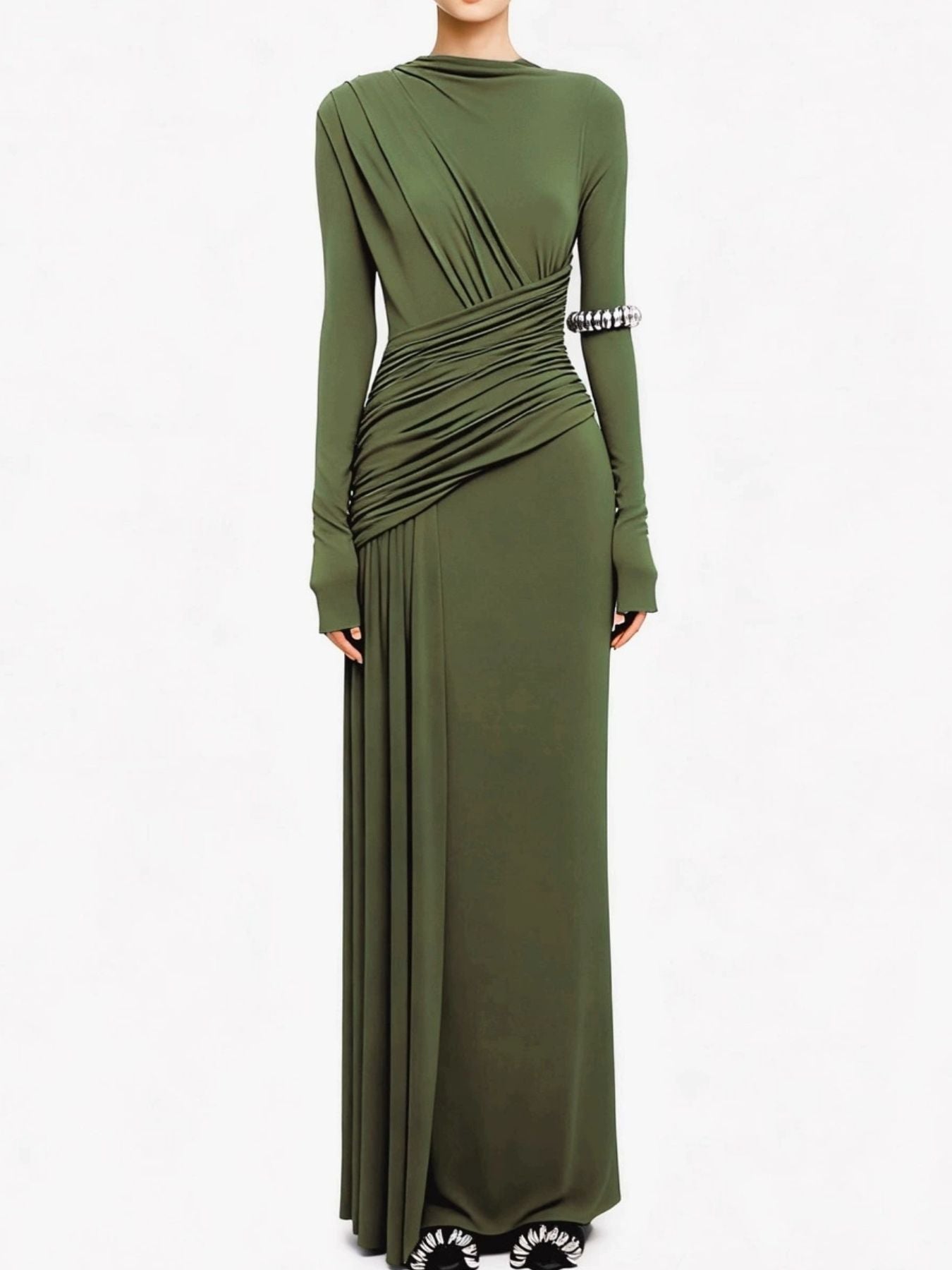 Ruched Long Sleeve Maxi Dress