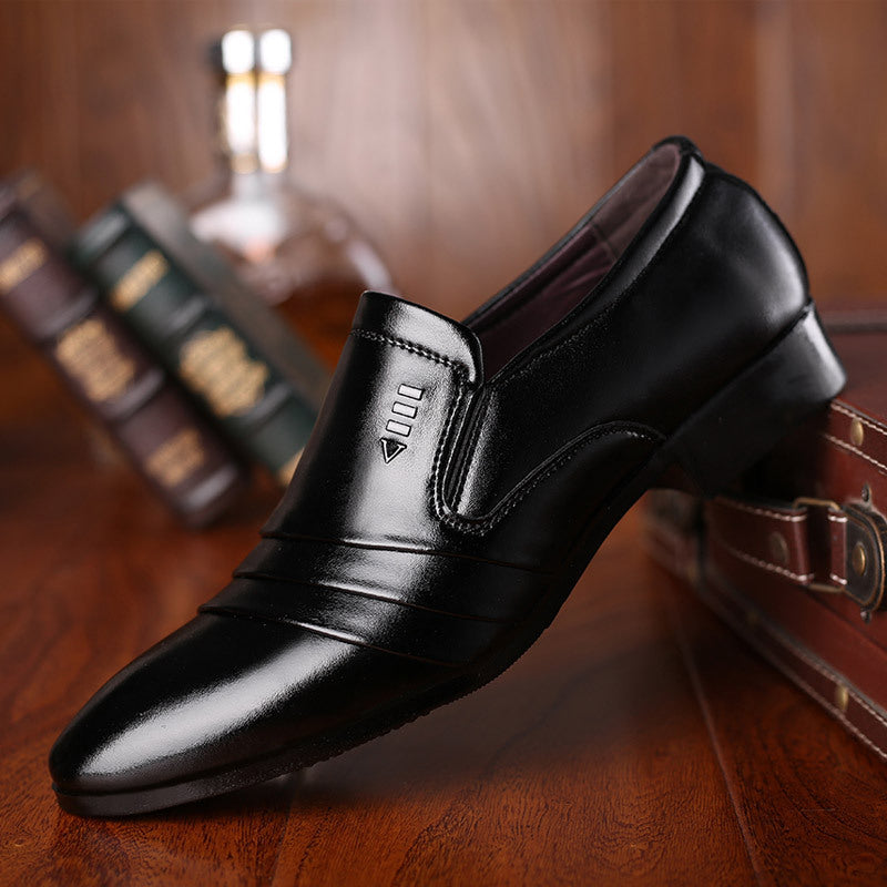 Mens Formal Business Leather Shoes Pointed Toe Slip-on Style