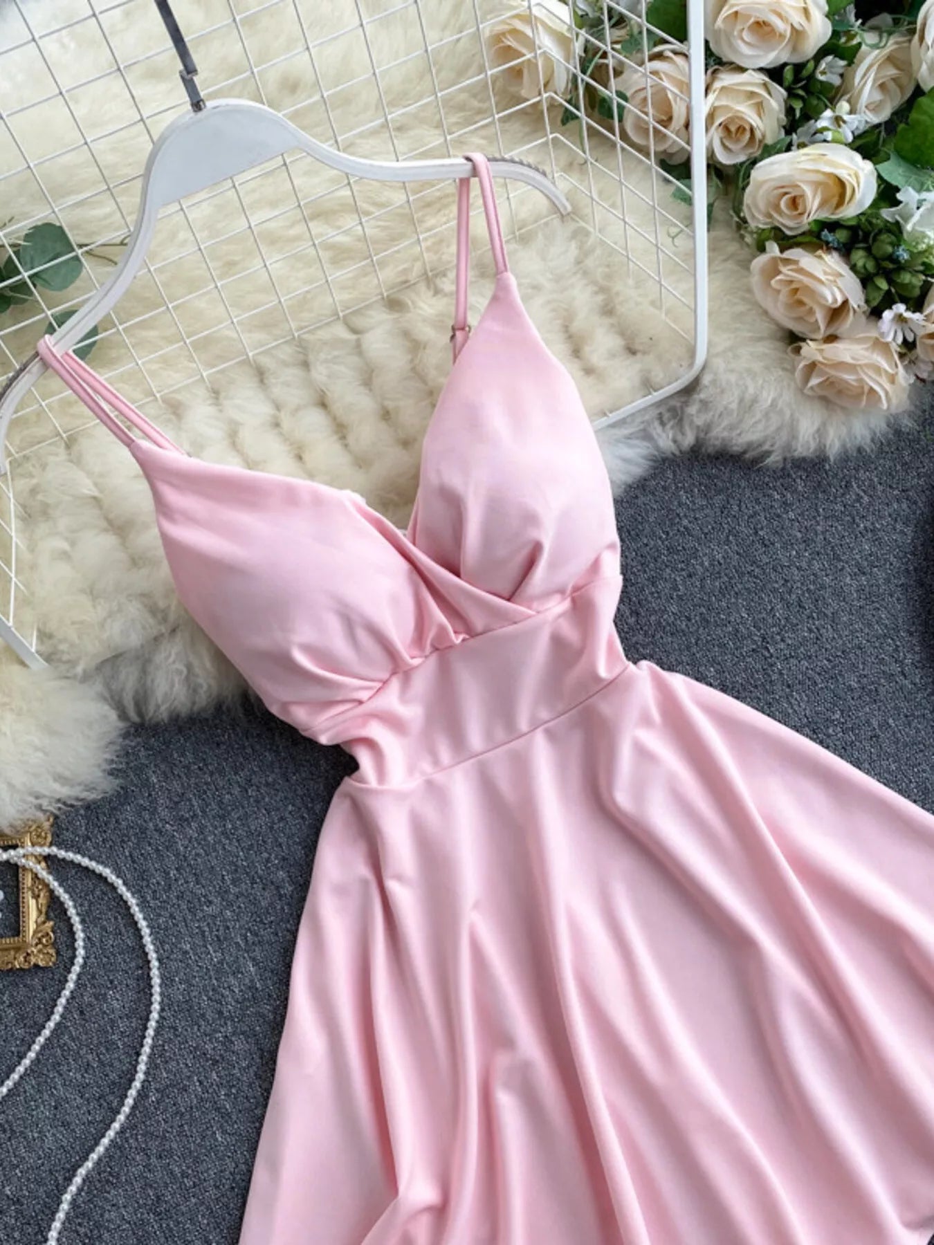 Surplice Spaghetti Strap Mini Dress