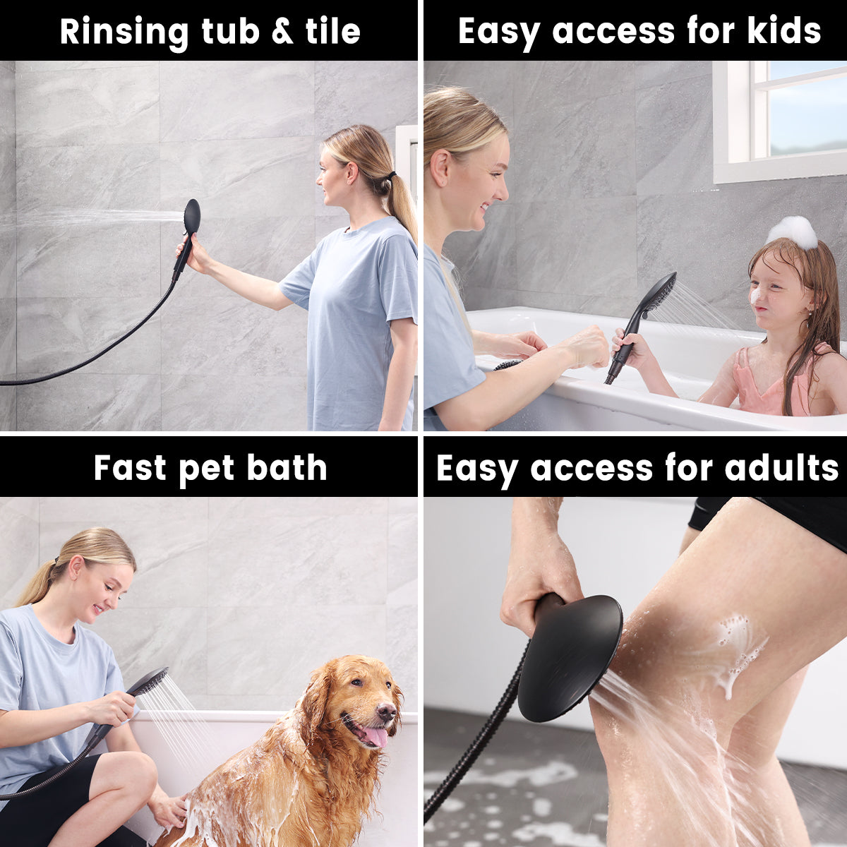 Rain Shower Faucet Set with Handheld Shower Head, 13" High Rise Arm & Valve