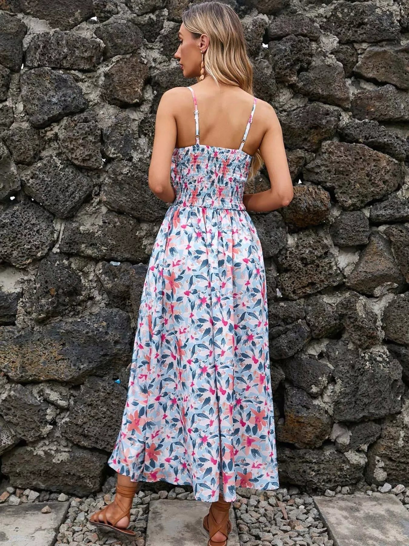 Paisley Print Spaghetti Strap Midi Dress