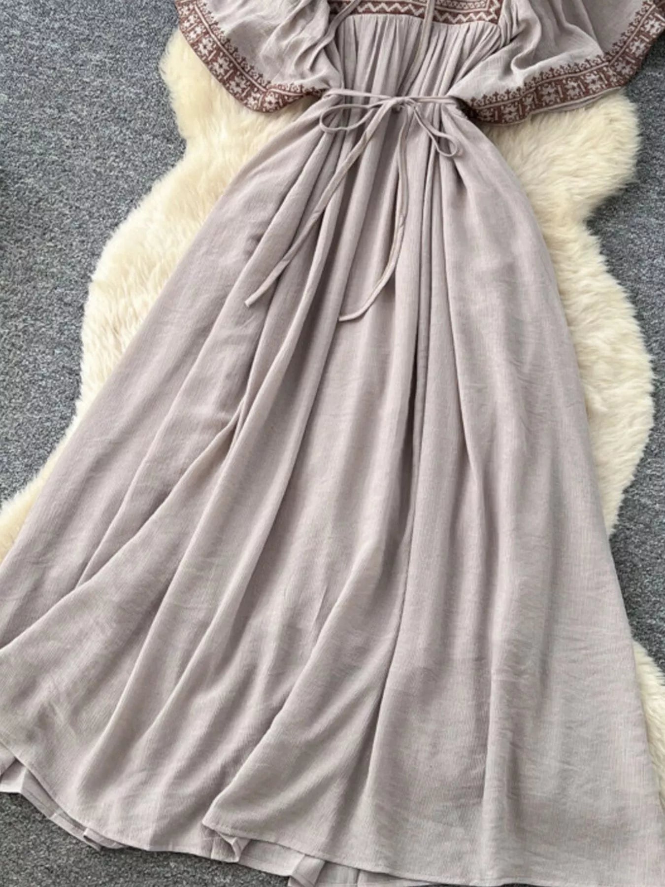 Tie Neck Short Sleeve Dress