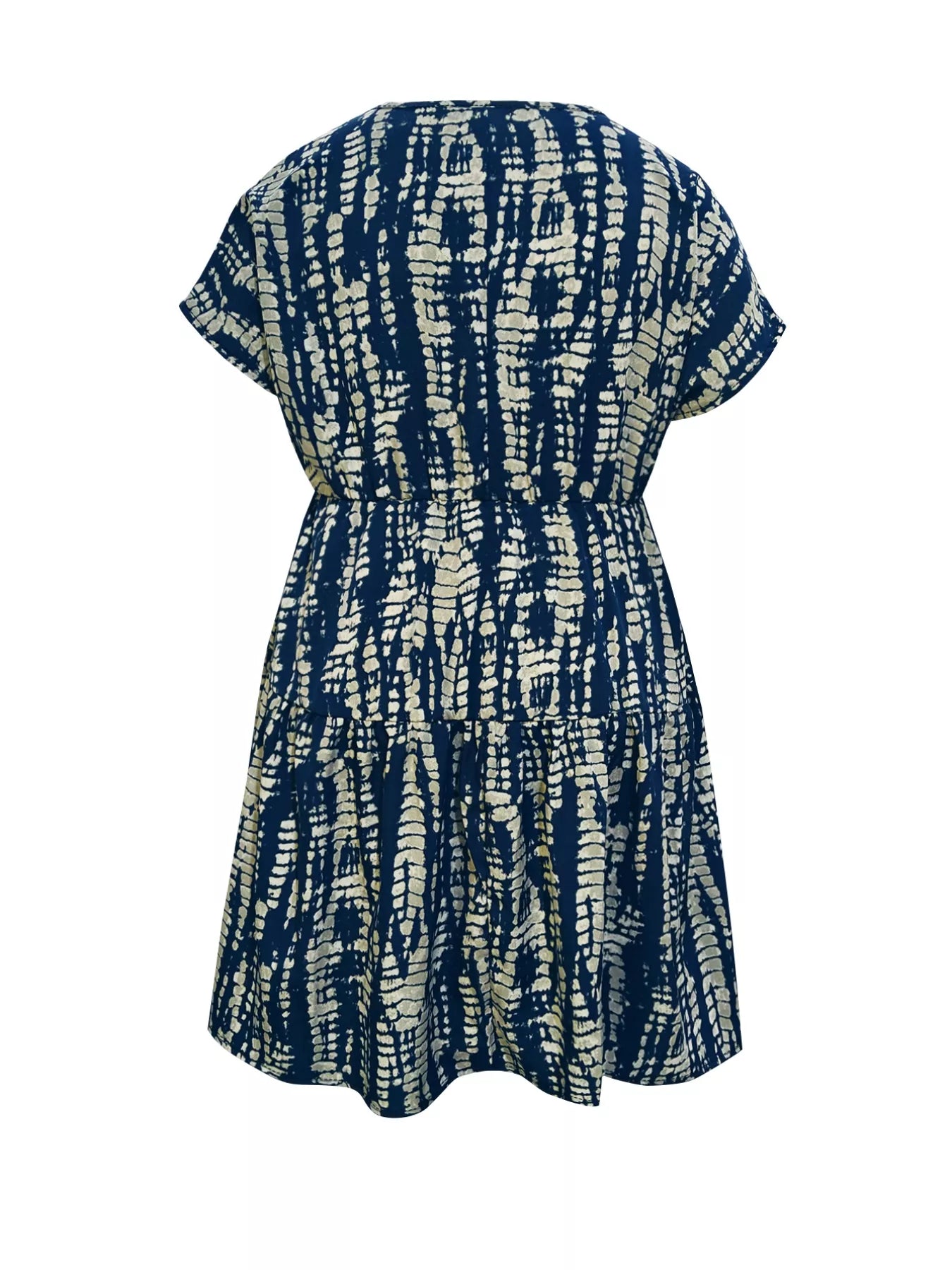 Plus Size Printed Long Sleeve Ruffle Hem Mini Dress