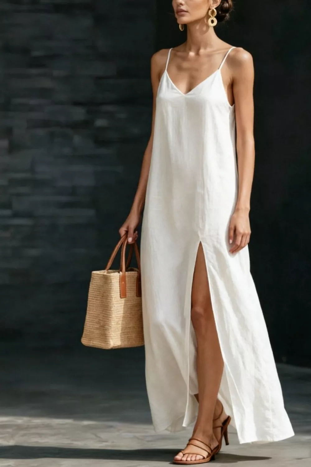 Slit V-Neck Maxi Dress