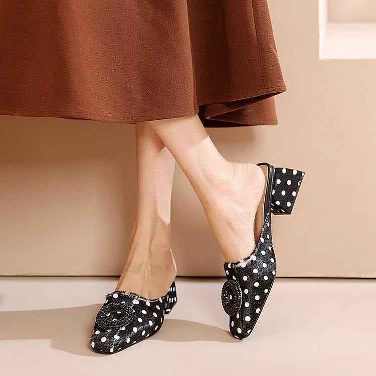 Genuine Leather Horse Hair Upper Pointed Toe High Heels Good Quality Party Shoes