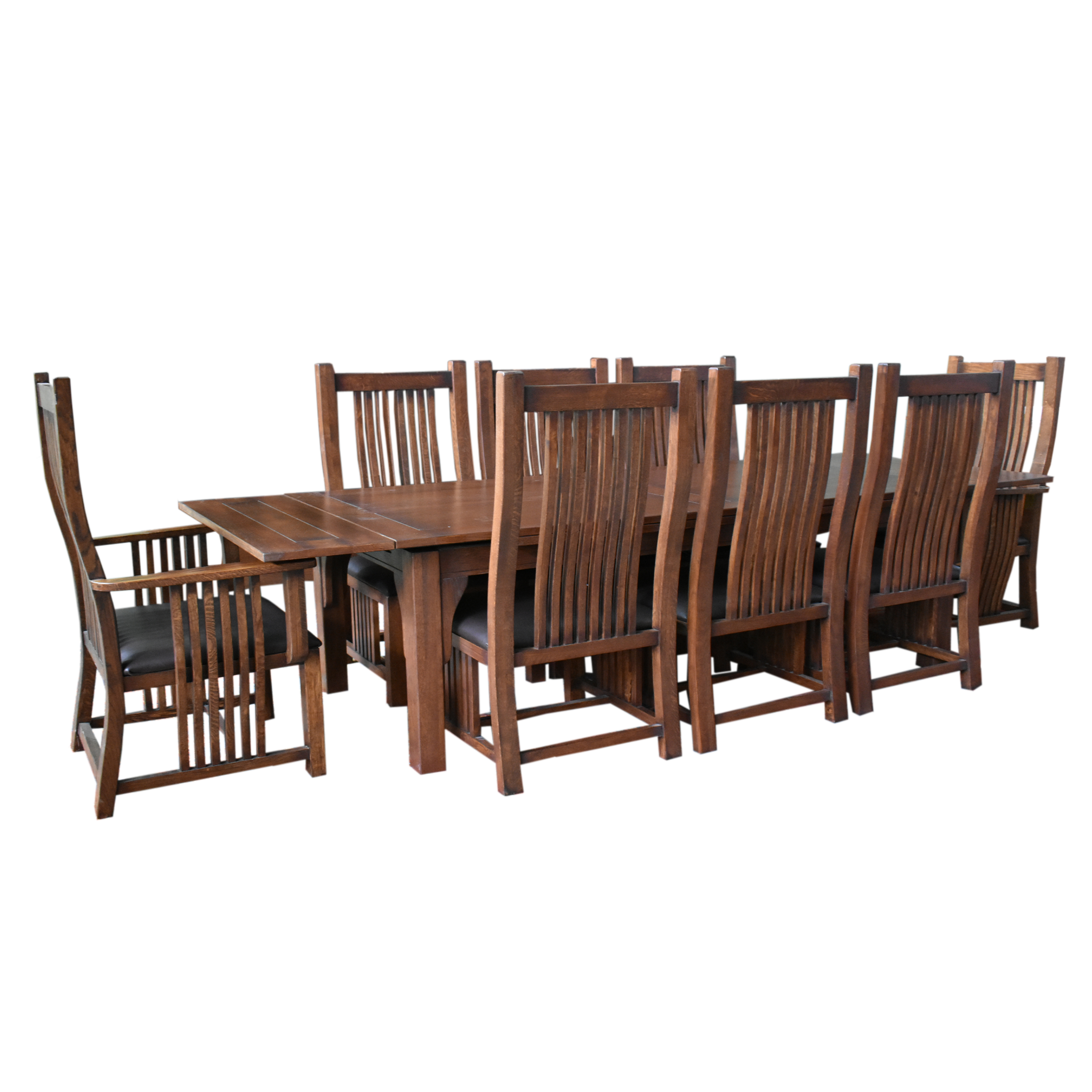 Mission Style Leaf Table-High Back Chair Dining Set-2 Color Available