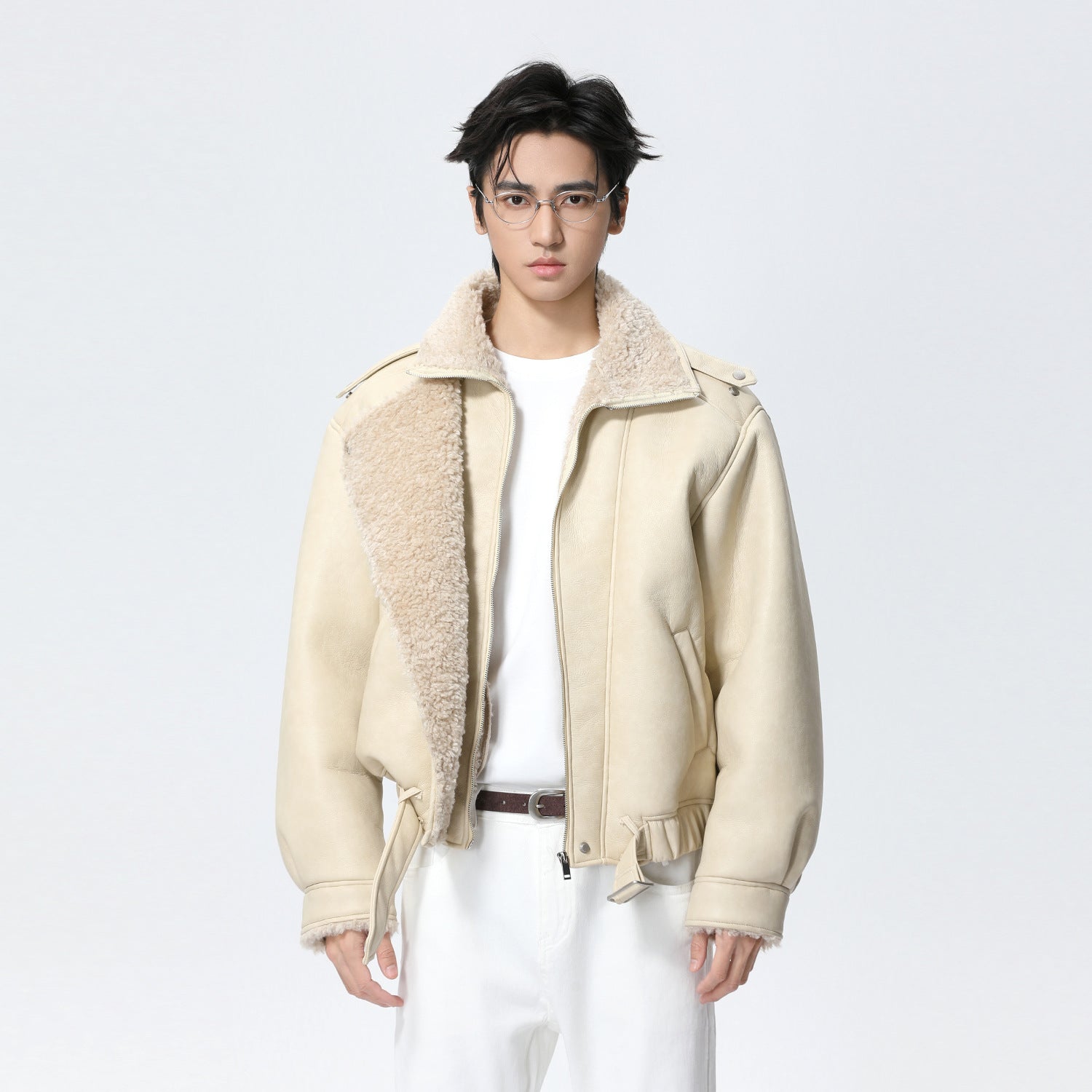 Turn-down Collar Fur-lined Thickened Warm Jacket Coat