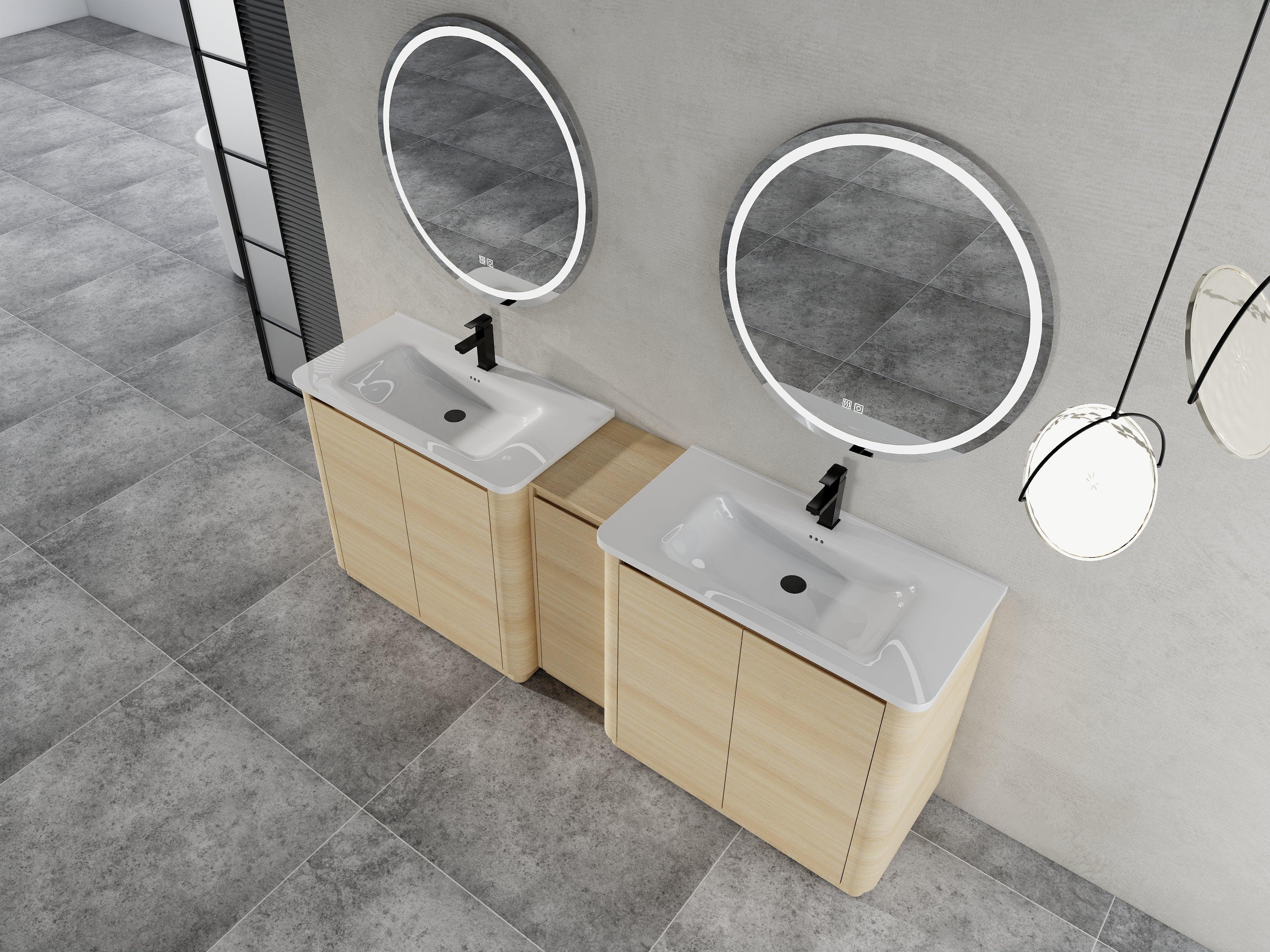 92'' Freestanding Bathroom Vanity with Ceramic Sink