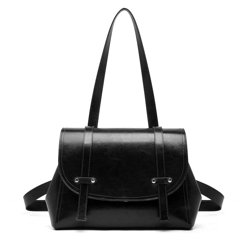 Large-capacity Womens Cowhide Leather Backpack With An Oil-wax Finish