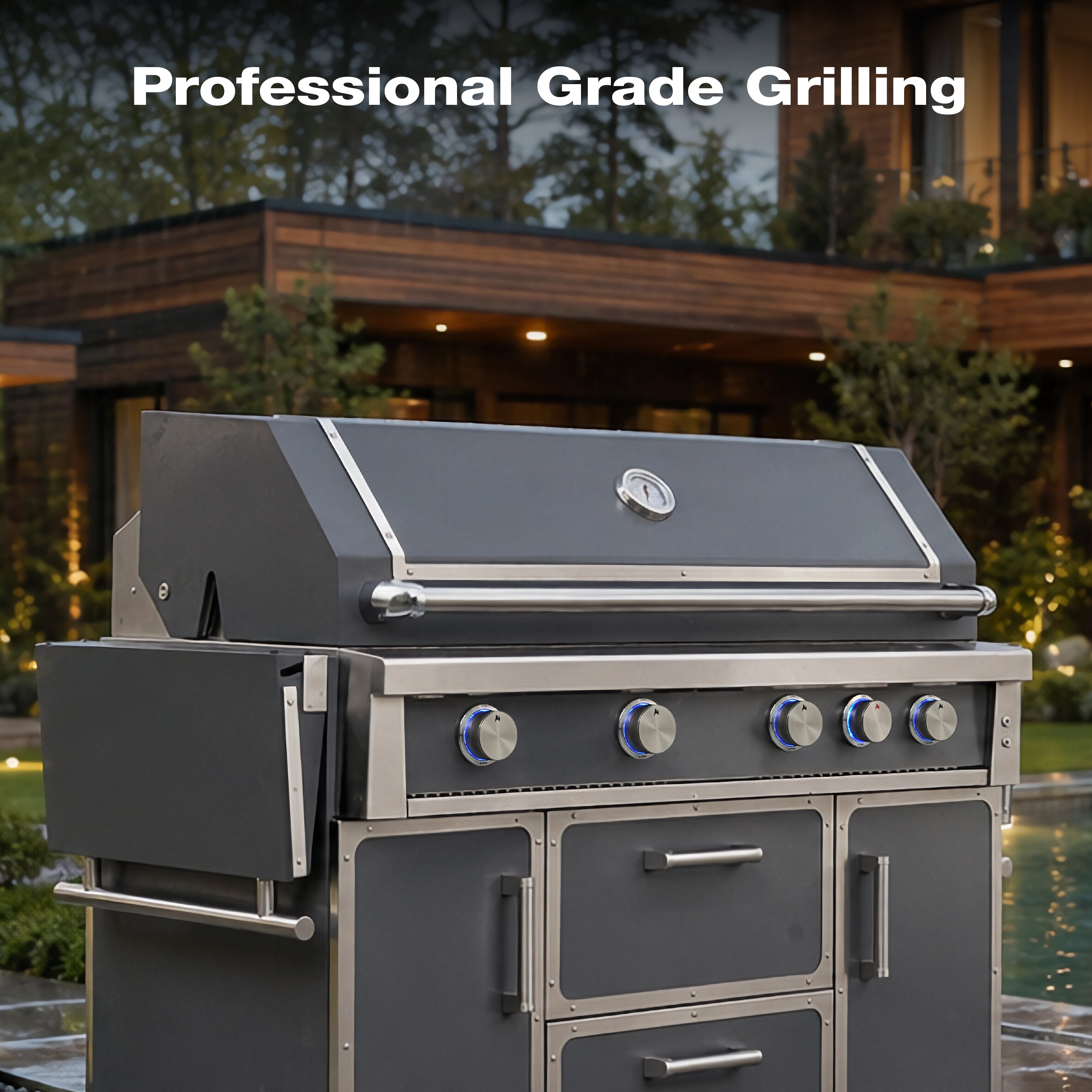 Grey Painting LPG 49'' Stainless Steel Standard Grill