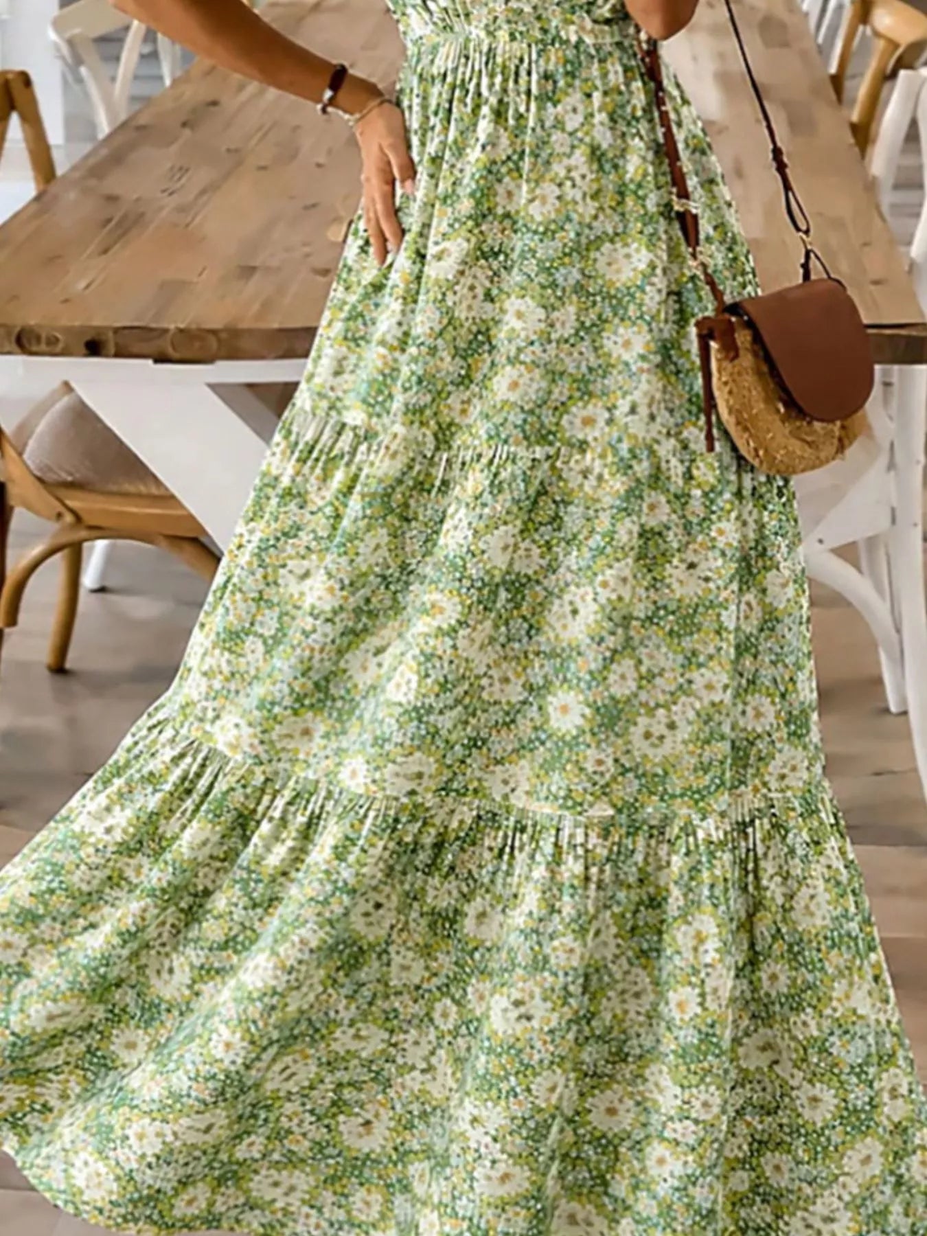 Floral Print Maxi Dress with Spaghetti Straps